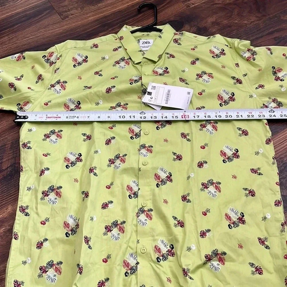 NWT Zara Men’s Button Front Short Sleeve Pocket Tropical Shirt XXL Relaxed Fit - Picture 6 of 6